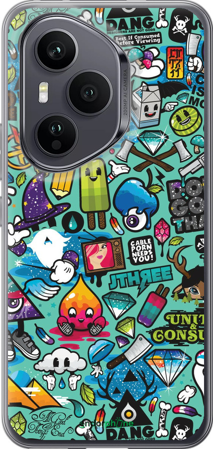 Силиконовый чехол Стикер бомбинг 1 для Huawei Honor 400 PRO 5G - 693u-4036 изображение 