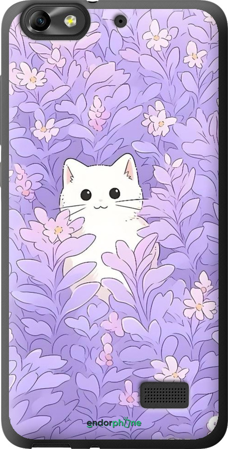 Силиконовый чехол Котик в цветах для Huawei Honor 4C - 6390u-183 изображение 