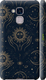 3D пластиковий матовий чехол Celestial Harmony: Sun & Moon Gold Mystic Pattern для Huawei Honor 5C - 6778m-356 изображение 