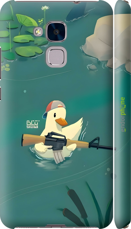 3D пластиковий матовий чехол Каченя з автоматом для Huawei Honor 5C - 6356m-356 изображение 