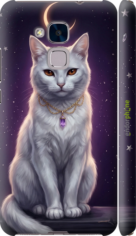 3D пластиковый матовый чехол Mystic White Cat Gothic Dark Purple Gold для Huawei Honor 5C - 6805m-356 изображение 