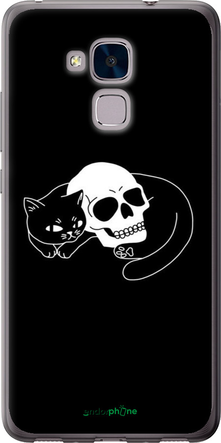2D пластиковый чехол С изображением кота и черепа для Huawei Honor 5C - 6491t-356 изображение 