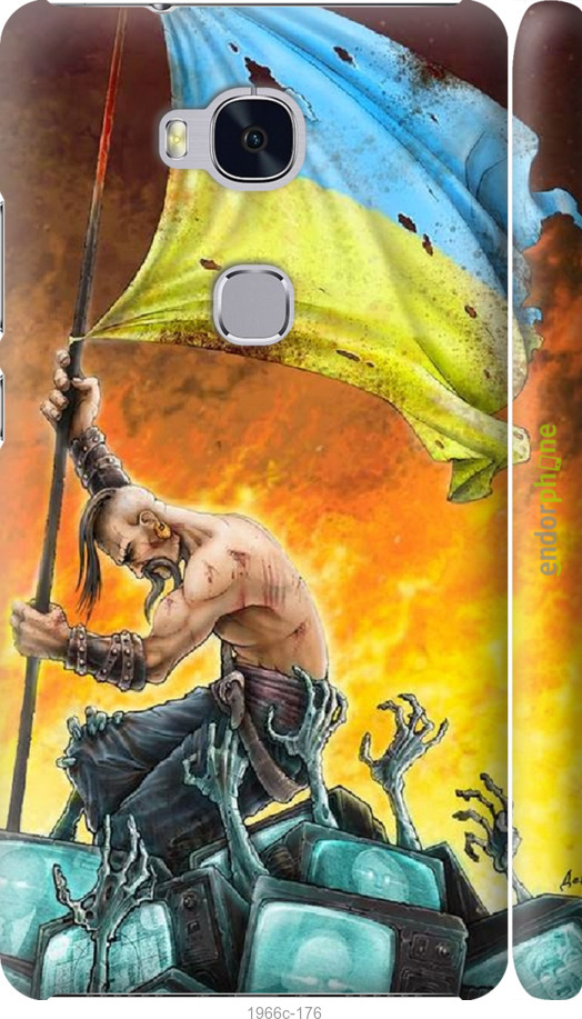 

3D пластиковий матовий чохол "Сильна Україна" для Huawei Honor 5X, Синій