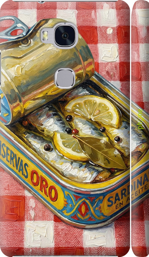 3D пластиковый матовый чехол Vintage Sardine Tin Phone для Huawei Honor 5X - 6772m-176 изображение 