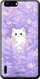 Силиконовый чехол Котик в цветах для Huawei Honor 6 Plus - 6390u-179 изображение 