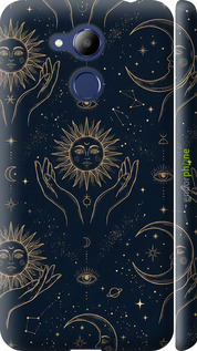 3D пластиковый матовый чехол Celestial Harmony: Sun & Moon Gold Mystic Pattern для Huawei Honor 6C Pro - 6778m-1358 изображение 