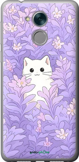 Силиконовый чехол Котик в цветах для Huawei Enjoy 6s - 6390u-1659 изображение 