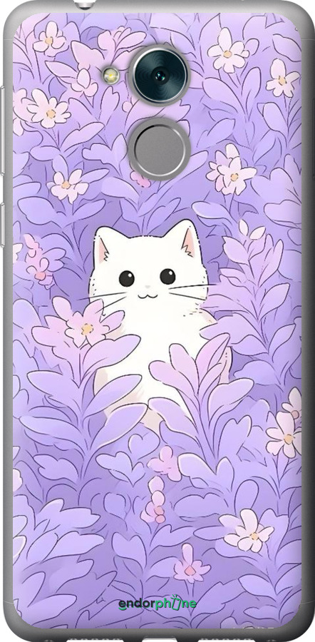 Силиконовый чехол Котик в цветах для Huawei Enjoy 6s - 6390u-1659 изображение 