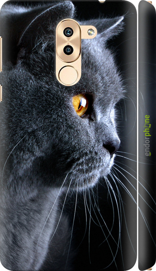 

3D пластиковий матовий чохол "Гарний кіт" для Huawei Honor 6X, Чорний