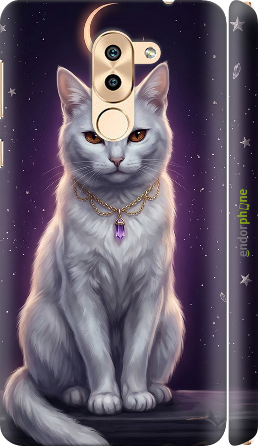 3D пластиковий матовий чехол Mystic White Cat Gothic Dark Purple Gold для Huawei GR5 2017 - 6805m-473 изображение 