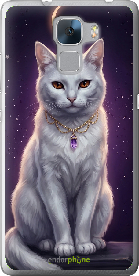 Силиконовый чехол Mystic White Cat Gothic Dark Purple Gold для Huawei Honor 7 - 6805u-138 изображение 
