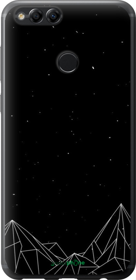 Силиконовый чехол Черно белые абстрактные горы для Huawei Honor 7X - 6437u-1139 изображение 