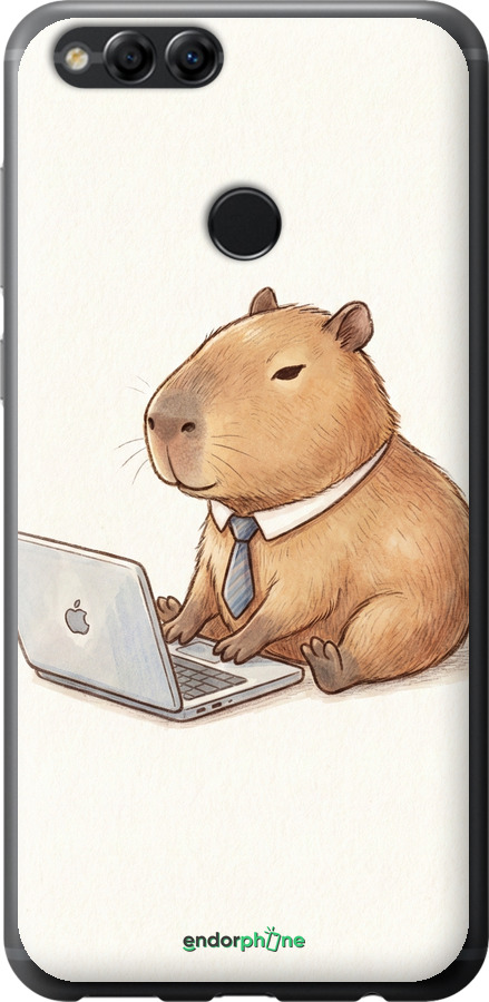 2D пластиковый чехол Funny Capybara CEO Working для Huawei Honor 7X - 6777t-1139 изображение 