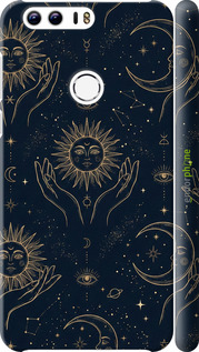 3D пластиковый матовый чехол 'Celestial Harmony: Sun & Moon Gold Mystic Pattern' для Huawei Honor 8 изображение 5