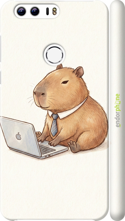 3D пластиковый матовый чехол Funny Capybara CEO Working для Huawei Honor 8 - 6777m-351 изображение 