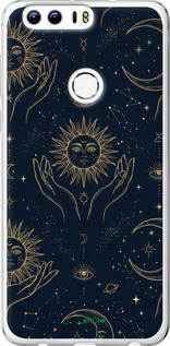 Силіконовий чехол Celestial Harmony: Sun & Moon Gold Mystic Pattern для Huawei Honor 8 - 6778u-351 изображение 