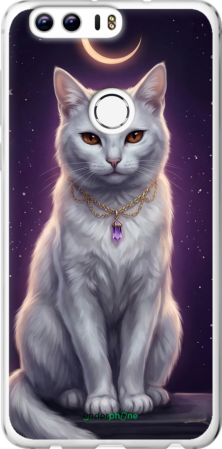 Силиконовый чехол Mystic White Cat Gothic Dark Purple Gold для Huawei Honor 8 - 6805u-351 изображение 