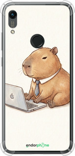 Силикон с усиленными углами чехол Funny Capybara CEO Working для Huawei Y6s - 6777sp-1871 изображение 