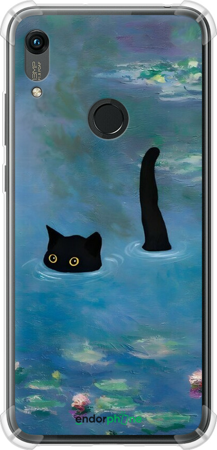 Силикон с усиленными углами чехол С изображением кота и водяной лилии Monet для Huawei Y6s - 6519sp-1871 изображение 