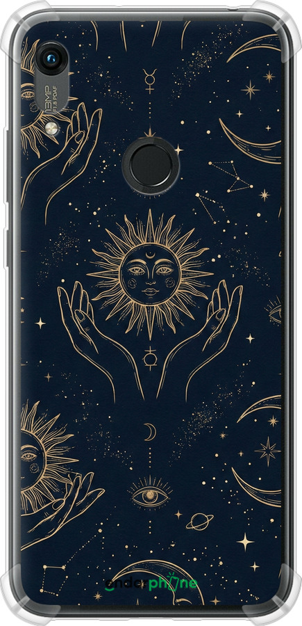 Силикон с усиленными углами чехол Celestial Harmony: Sun & Moon Gold Mystic Pattern для Huawei Y6s - 6778sp-1871 изображение 