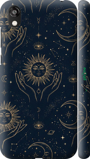 3D пластиковий матовий чехол Celestial Harmony: Sun & Moon Gold Mystic Pattern для Huawei Honor 8S - 6778m-1679 изображение 