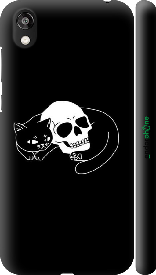 3D пластиковий матовий чехол Із зображенням кота та черепа для Huawei Honor 8S - 6491m-1679 изображение 