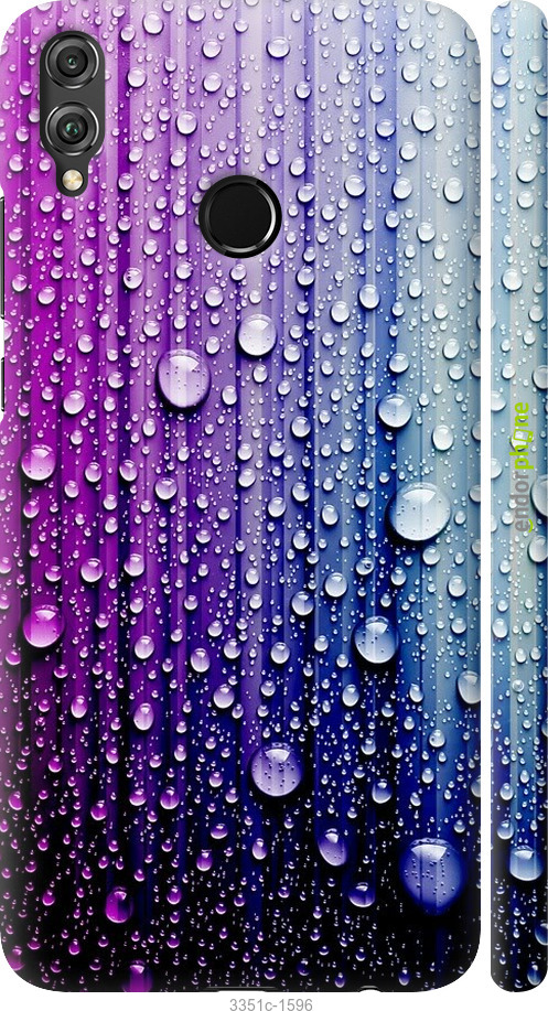 

3D пластиковий матовий чохол "Краплини води" для Huawei Honor 8X, Синій