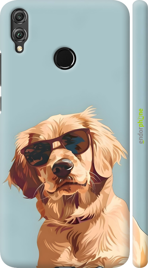 3D пластиковый матовый чехол Пес в очках для Huawei Honor 8X - 6381m-1596 изображение 