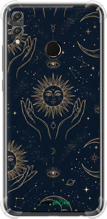 Силикон с усиленными углами чехол Celestial Harmony: Sun & Moon Gold Mystic Pattern для Huawei Honor 8X - 6778sp-1596 изображение 