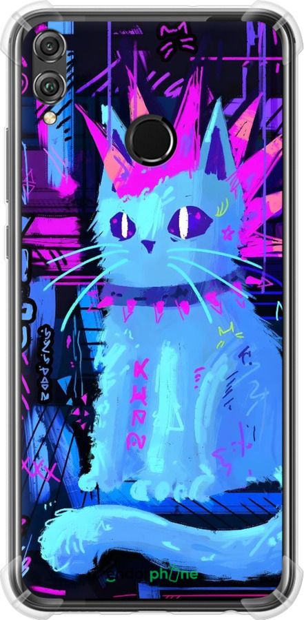 Силіконовий протиударний с посиленими кутами чехол Кіт панк для Huawei Honor 8X - 6311sp-1596 изображение 