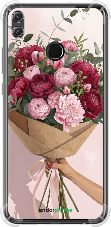 Силикон с усиленными углами чехол Пионы 1 для Huawei Honor 8X - 6705sp-1596 изображение 
