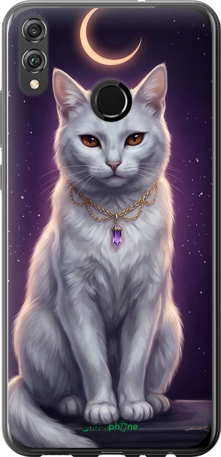 2D пластиковий чехол Mystic White Cat Gothic Dark Purple Gold для Huawei Honor 8X - 6805t-1596 изображение 
