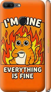 3D пластиковый матовый чехол Funny Cat для Huawei Honor 9 Lite - 6786m-1359 изображение 