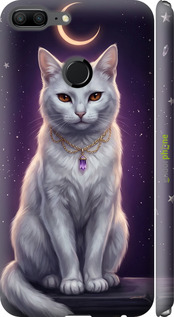 3D пластиковый матовый чехол Mystic White Cat Gothic Dark Purple Gold для Huawei Honor 9 Lite - 6805m-1359 изображение 