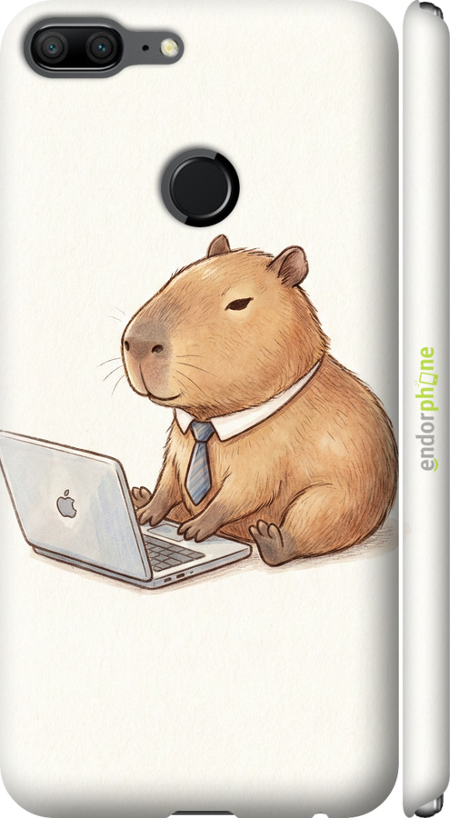 3D пластиковий матовий чехол Funny Capybara CEO Working для Huawei Honor 9 Lite - 6777m-1359 изображение 