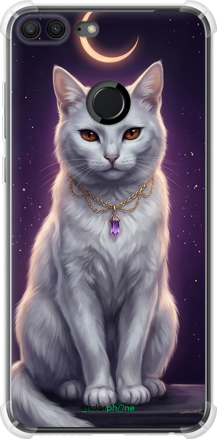 Силикон с усиленными углами чехол Mystic White Cat Gothic Dark Purple Gold для Huawei Honor 9 Lite - 6805sp-1359 изображение 