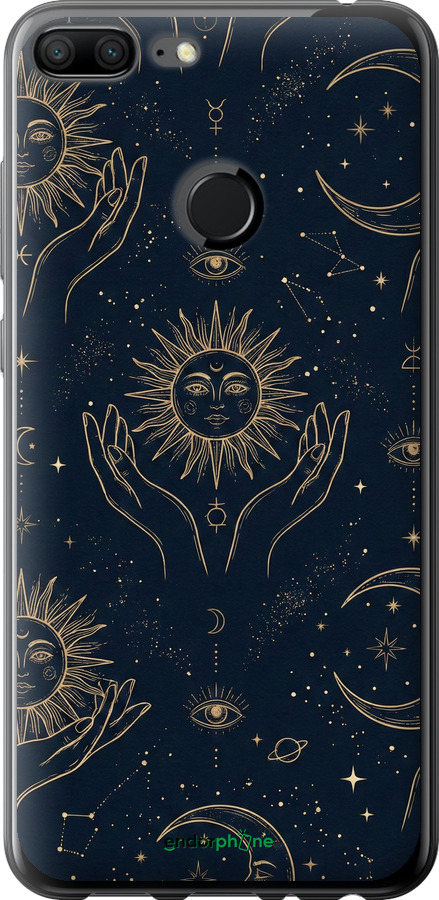 2D пластиковий чехол Celestial Harmony: Sun & Moon Gold Mystic Pattern для Huawei Honor 9 Lite - 6778t-1359 изображение 