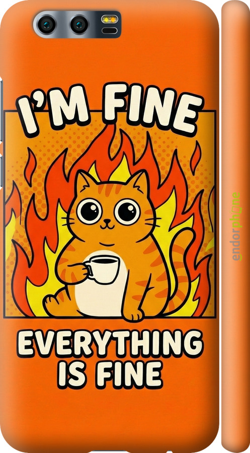 3D пластиковый матовый чехол Funny Cat для Huawei Honor 9 - 6786m-998 изображение 