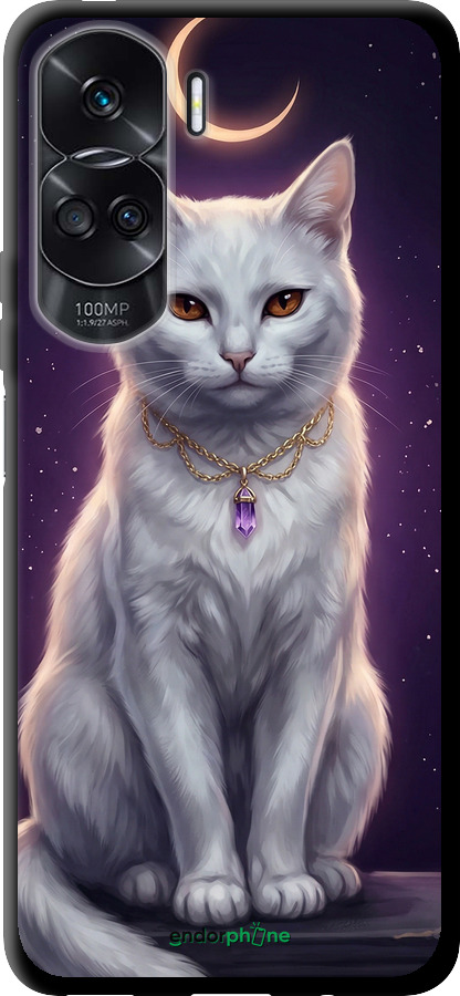 TPU чехол Mystic White Cat Gothic Dark Purple Gold для Huawei Honor 90 Lite - 6805b-3131 изображение 