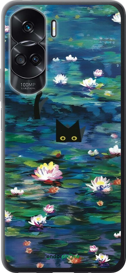 Силиконовый чехол із зображенням водяних лілій та кішок для Huawei Honor 90 Lite - 6257u-3131 изображение 