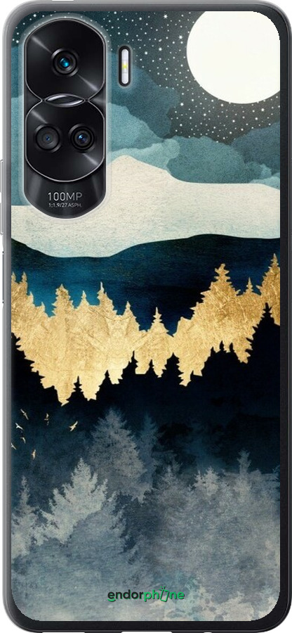 Силиконовый чехол Ночной пейзаж с лесом и горами для Huawei Honor 90 Lite - 6493u-3131 изображение 