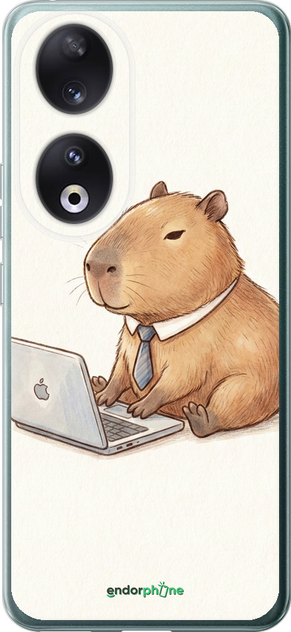 Силиконовый чехол Funny Capybara CEO Working для Huawei Honor 90 - 6777u-3088 изображение 