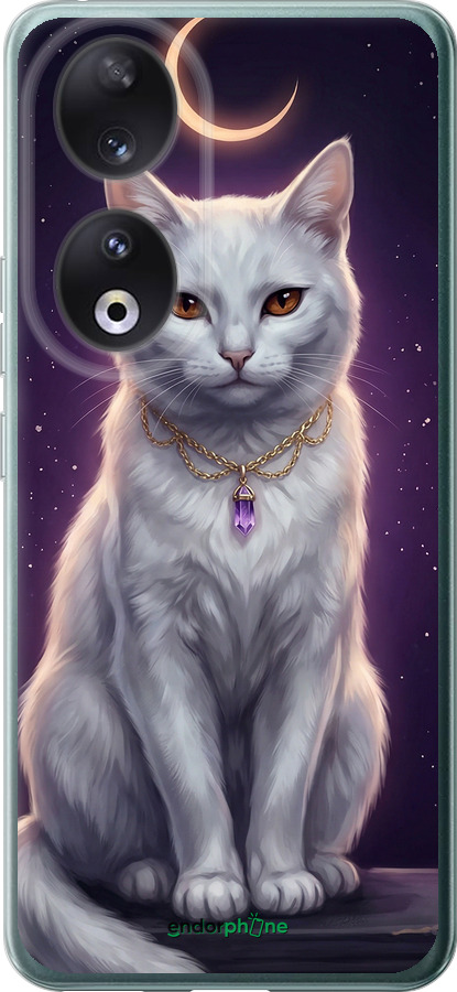Силиконовый чехол Mystic White Cat Gothic Dark Purple Gold для Huawei Honor 90 - 6805u-3088 изображение 