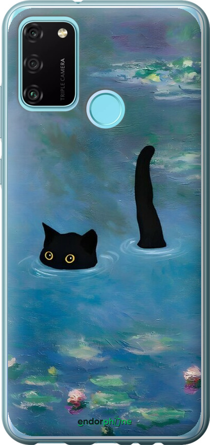 Силіконовий чехол Із зображенням кота та водяної лілії Monet для Huawei Honor 9A - 6519u-1900 изображение 