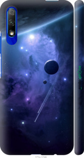 3D пластиковый матовый чехол Планеты в синем космосе для Huawei Honor 9X - 171m-1746 изображение 