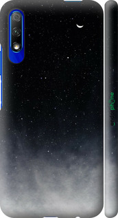 3D пластиковий матовий чехол Голубые облака, Голубая луна для Huawei Honor 9X - 6396m-1746 изображение 