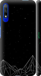 3D пластиковый матовый чехол Черно белые абстрактные горы для Huawei Honor 9X - 6437m-1746 изображение 