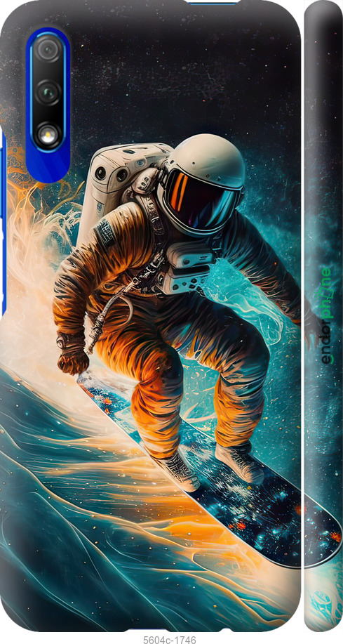 3D пластиковый матовый чехол Сноубордист для Huawei Honor 9X - 5604m-1746 изображение 