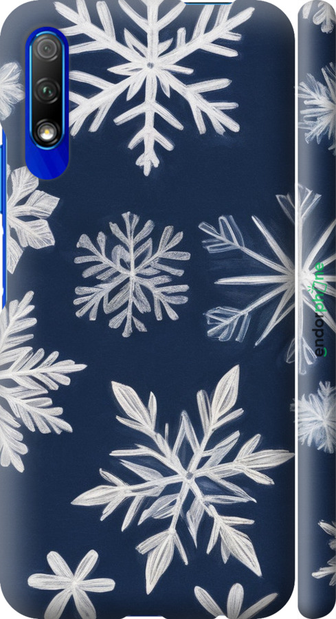 3D пластиковый матовый чехол Снежинки для Huawei Honor 9X - 5821m-1746 изображение 