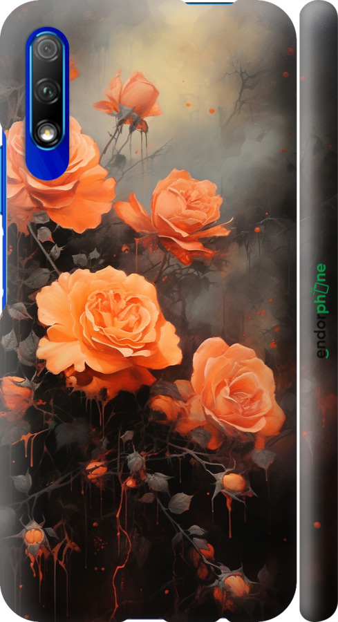 3D пластиковий матовий чехол Оранжеві троянди для Huawei Honor 9X - 5944m-1746 изображение 